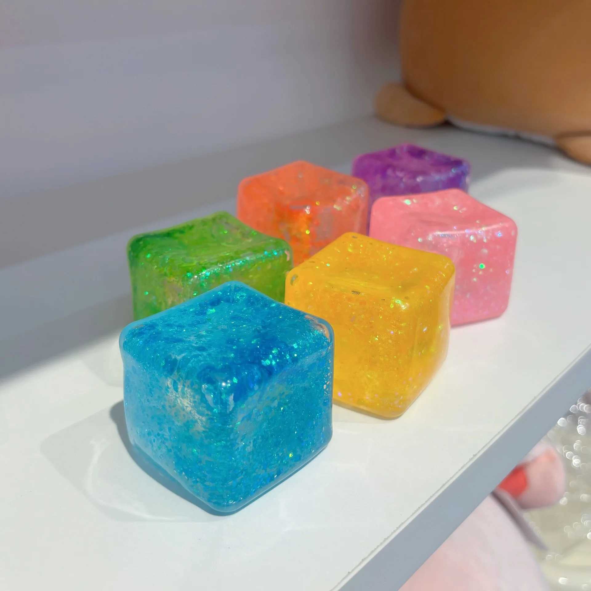 New Ice Cube Shaped Fidget Toy Square Stress Relief Ball Squishy Squeeze Anxiety ADHD Stress Relief Sensory Adults Toys H260326