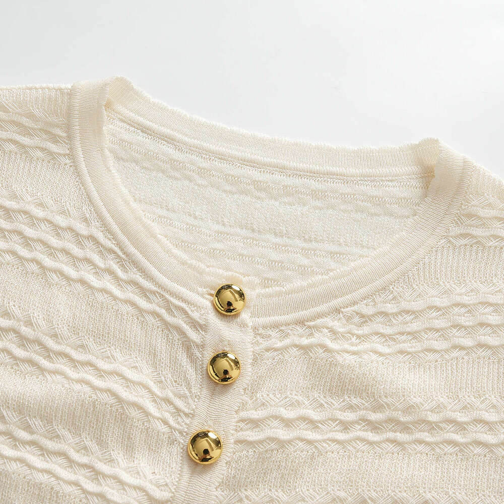 2026 Autumn New Designer Ruffle Water Pattern cc Bead k30 Multi functional Slimming Knitted Cardigan Women's Top