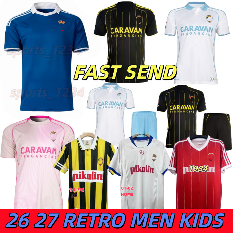 25 26 27 Real Zaragoza Soccer Jerseys RETRO RATON Men kids kit Guti 2026 2027 NARVAEZ ZAPATER BERMEJO FRANCHO world cup Football Shirts