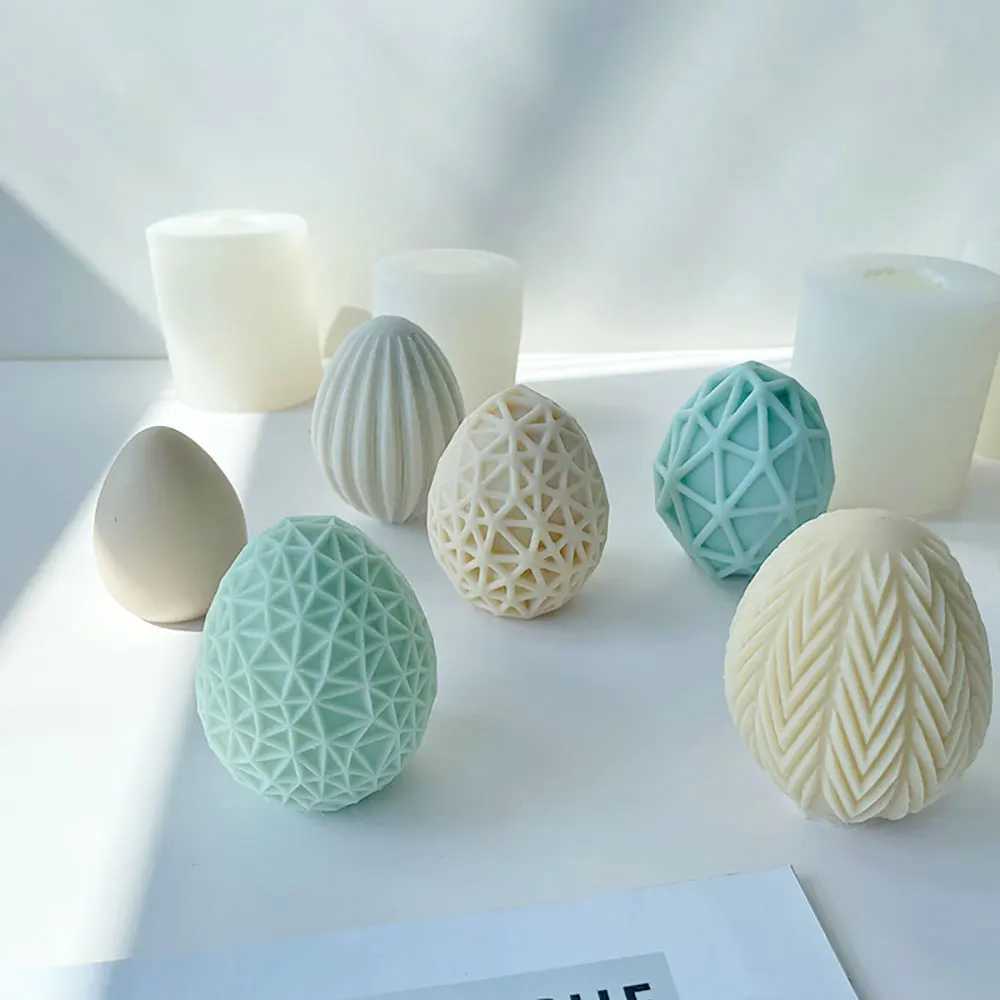 For fun DIY Easter Geometric Eggs Silicone Candle Mold DIY Christmas Aromatherapy Candle Mould Chocolate Gypsum Epoxy Resin Mold H260326