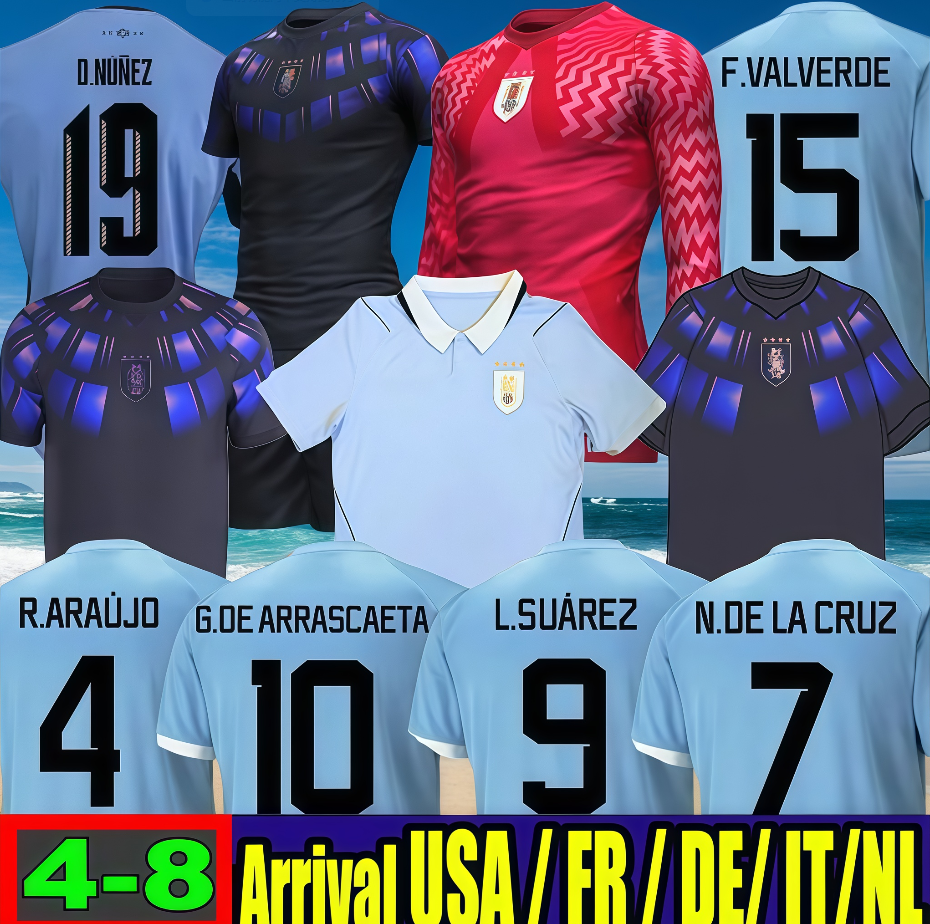2026 World Cup Uruguay Men home away Fans Soccer Jerseys L.suarez E.cavani F. Valverde N. Nandez Player Version National Team jersey Football Shirts kids kits