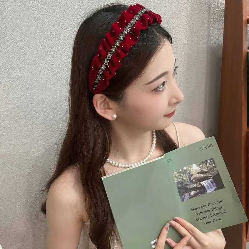Velvet Rhinestone Hair Band Women Autumn Winter Luxury Versatile Headband Vintage Hair Accessories D260326