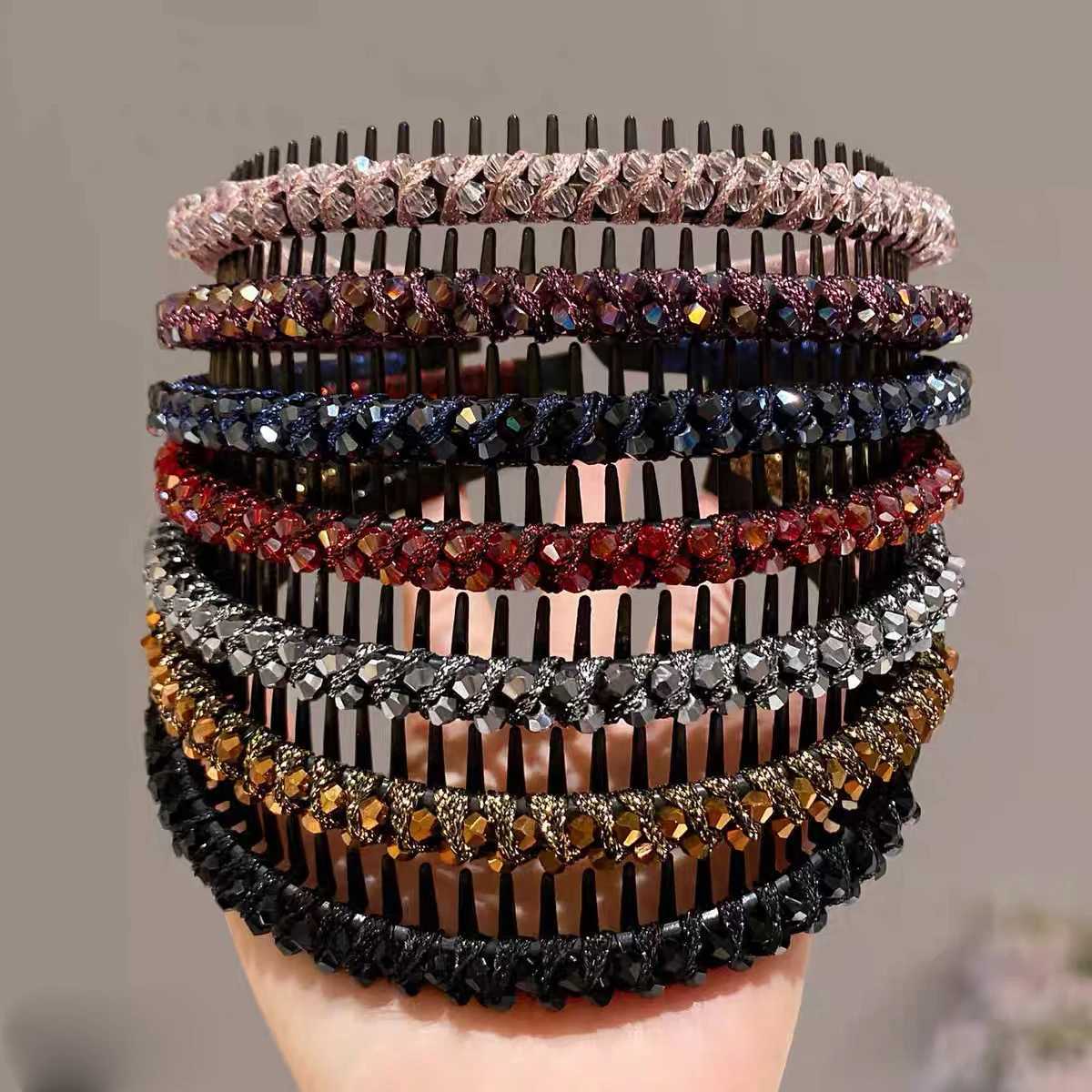 AWAYTR Simple Plastic Beads Headband Cute with Toothed Face Wash Hair Hoop Korean Make Up Hairband Non-slip Girl Hair Accessorie D260326