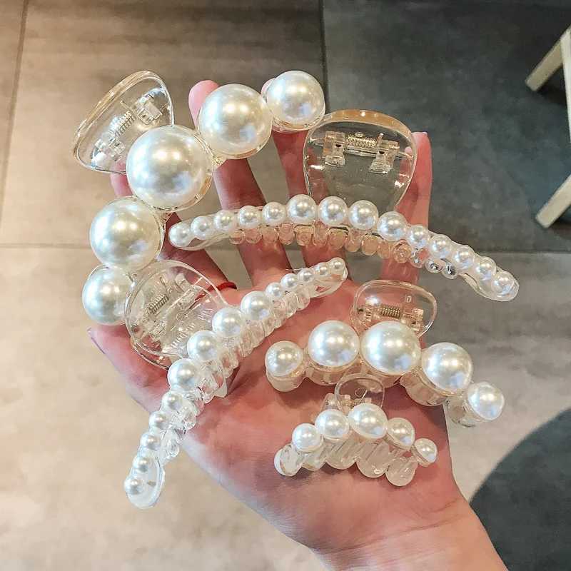 Vintage Pearl Clips Set Large Claw Korean Ponytail Big Barrettes Jaw Hairpins For Women Hair Accessories Hairgrip Gift H260326