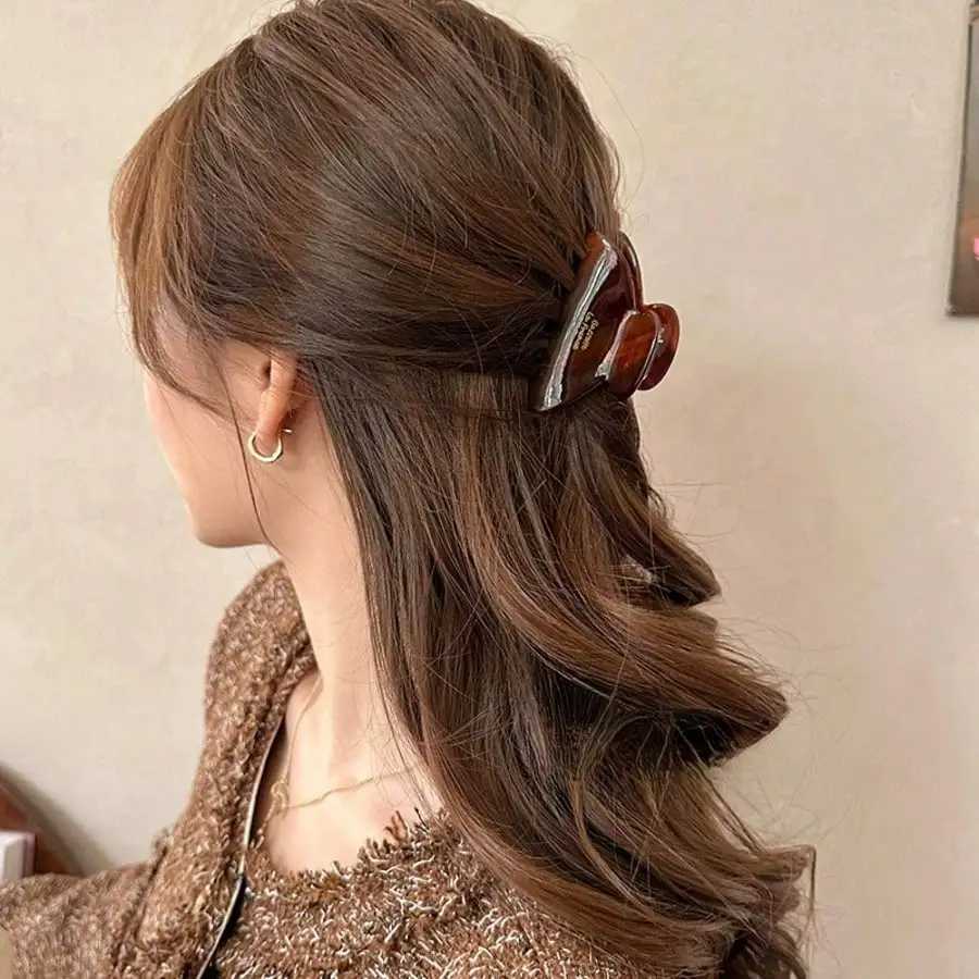 1 Pc Womens Elegant French-Style Acetate Semicircle Claw Clip Hair Accessory High-End Versatile Daily Use H260326