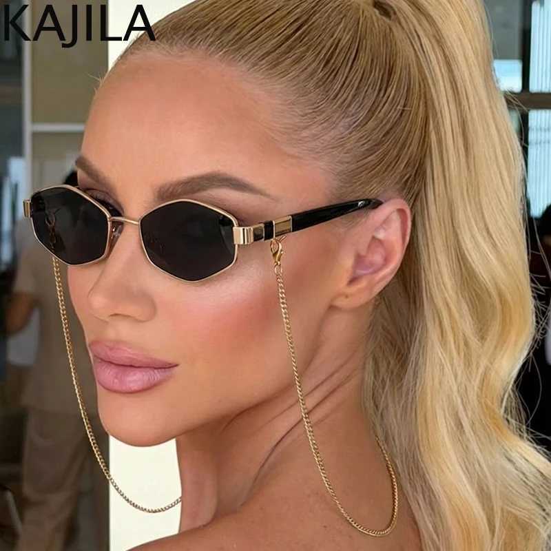 Sexy Small Frame Hexagon Sunglasses Women With Chain 2026 Luxury Brand Designer Punk Sun Glasses For Ladies Shades Gafas De Sol D260326