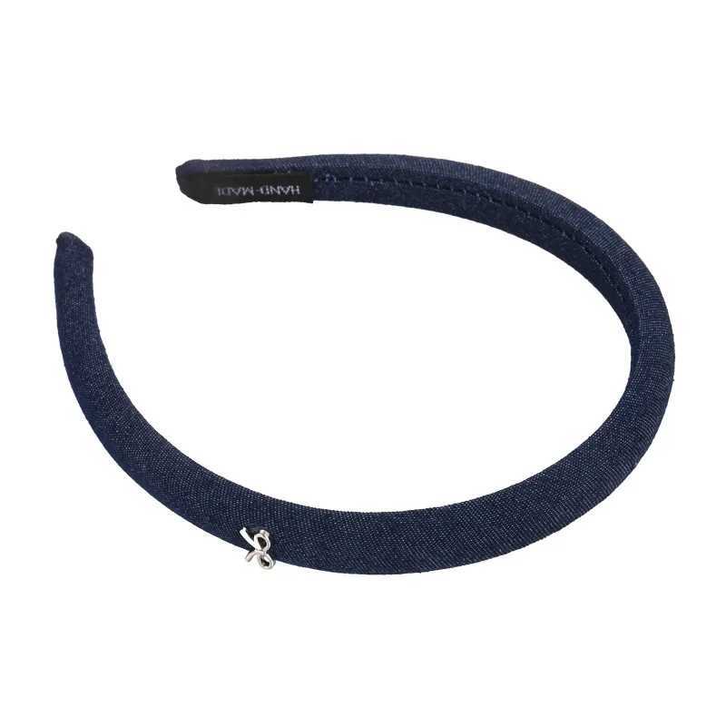 Retro New Bow Denim Blue Headbands for Woman Girl Temperament Hair Band Thin Hair Hoop Female Fashion Versatile Hair Accessories D260326