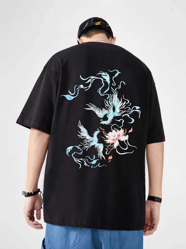 Summer Chinese T Shirt Men Phoenix Embroidery T Shirt Men Vintage Fashion Harajuku Tees Shirt Short Sleeve Loose Streetwear Male C260326