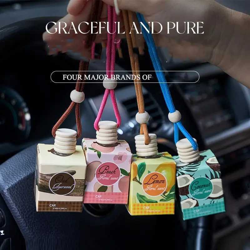 Auto Aromatherapy Fragrance Pendent Bottle Perfume Diffuser Automotive Decoration Car Hanging Glass Bottle Empty Perfume H260326