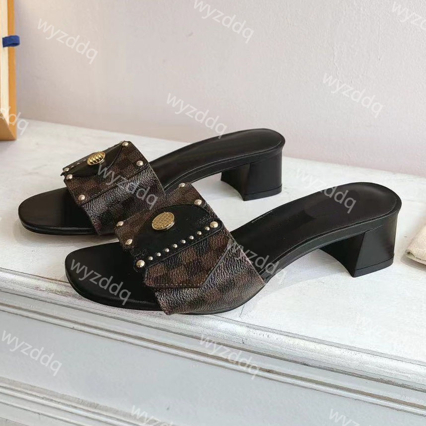 Designer Frame Mule Slippers Classic Casual Chunky heel sandals High-quality versatile comfortable summer slippers