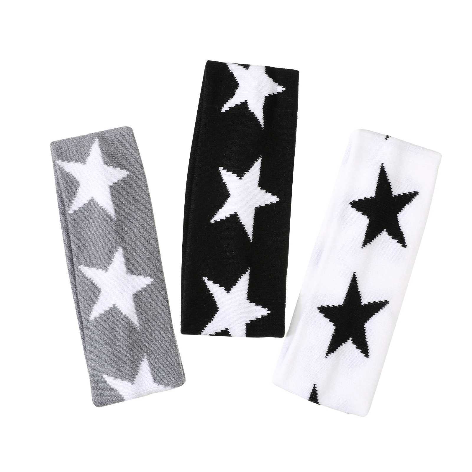 Star Print Solid Color Headband for Women Girl New Cotton Hair Accessories for Daily Fashionable Soft Hairband D260326
