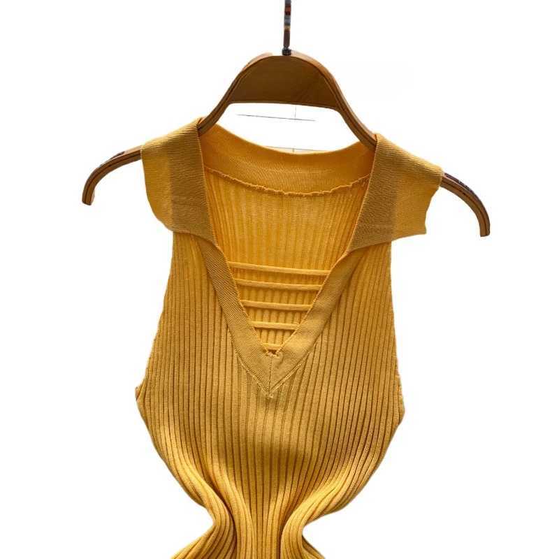 Womens Mustard Yellow Sleeveless Sundress Cutout Detail Stretchy Ribbed Knit Bodycon Mini Dress sexy Party Clubwear Wrap Dress M260326