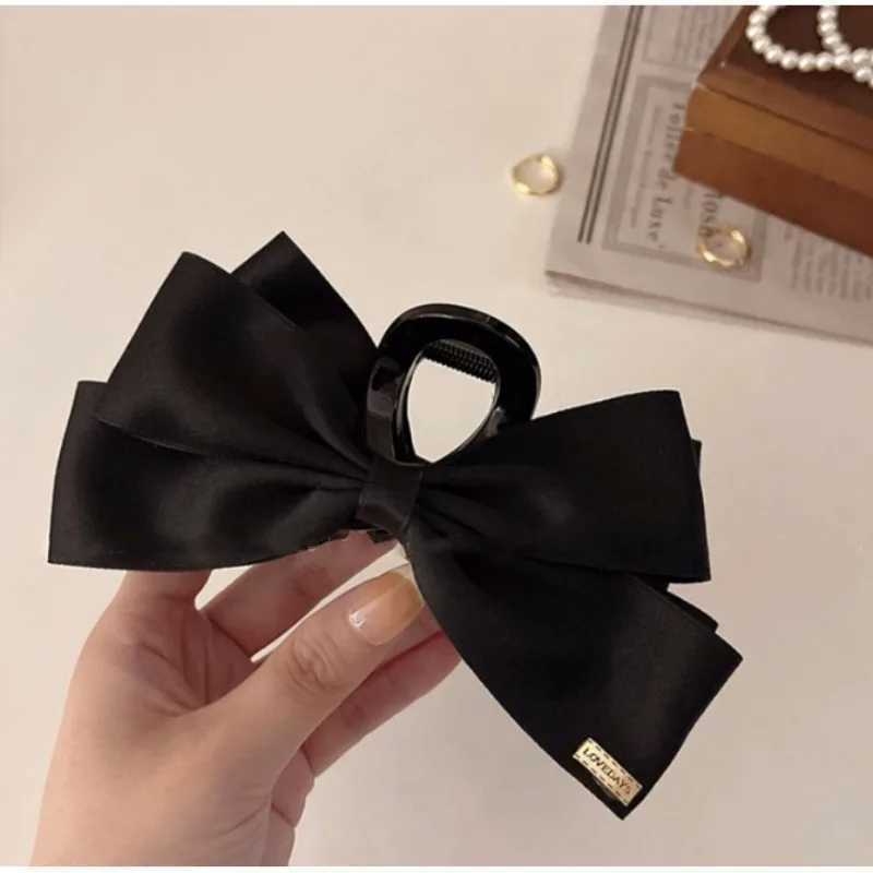 French Elegant Hair Clip Black Bow Claw Clip Hepburn Style Women Girl Back Of Head Tie Hairpin Fashion Hair Accessories H260326