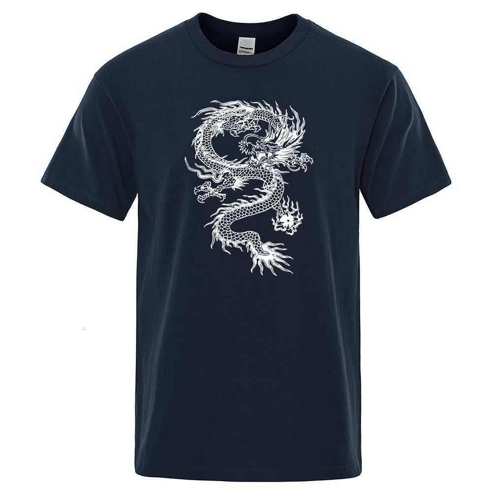Chinese Style White Dragon Men Tshirts Fashion Breathable T Shirts Loose Cotton Tee Clothing High Quality Brand Male T-Shirt C260326