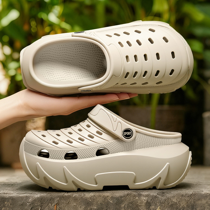 Fashion European Style Women's 9cm Platform Clogs Non-slip Thick Sole Closed Toe Sandals Summer Outdoor Slippers