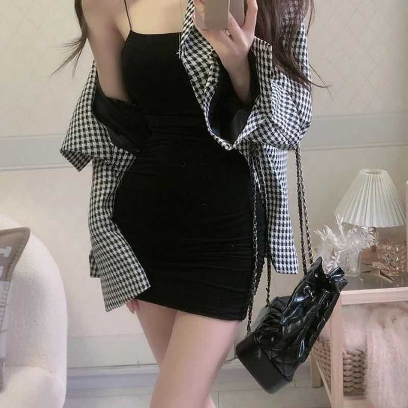 Elegant Solid Sling Sleeveless Type A Sheath Mini Short Dresses Summer New Sexy Slim Slimming Arm Covering Dresses M260326