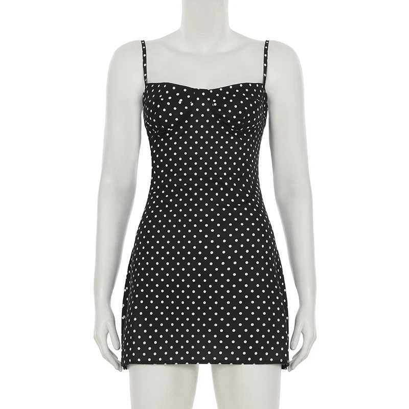 SUCHCUTE Vacation Polka Dot Spaghetti Strap Dress Women Sexy Summer Party Mini Dresses Fashion Trendy Outfits Y2K Backless Dress M260326