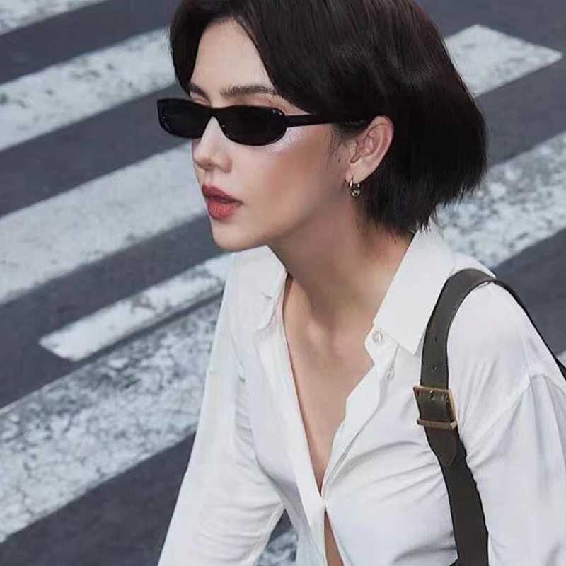 Hiking 2pcs Fashion Cat Eye Anti Light Glasses Women Luxury Brand Narrow Frame Rectangle Shades Small Eyewear Unisex UV400 D260326