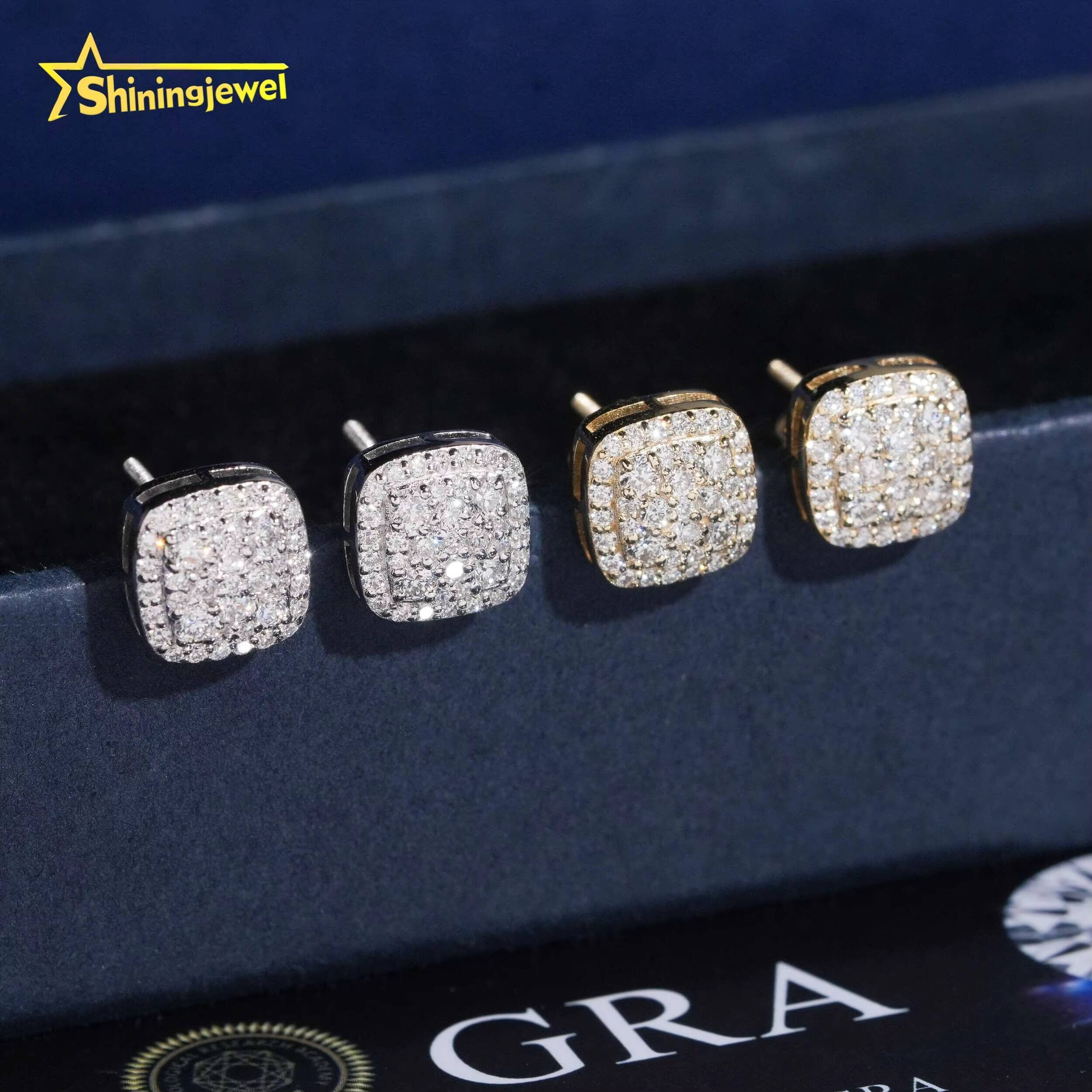 Wholesale Price Fine Jewelry Pass Diamond Test Hpht Lab Grown Diamonds 925 Silver Gold Plated Screw Back Stud Earrings