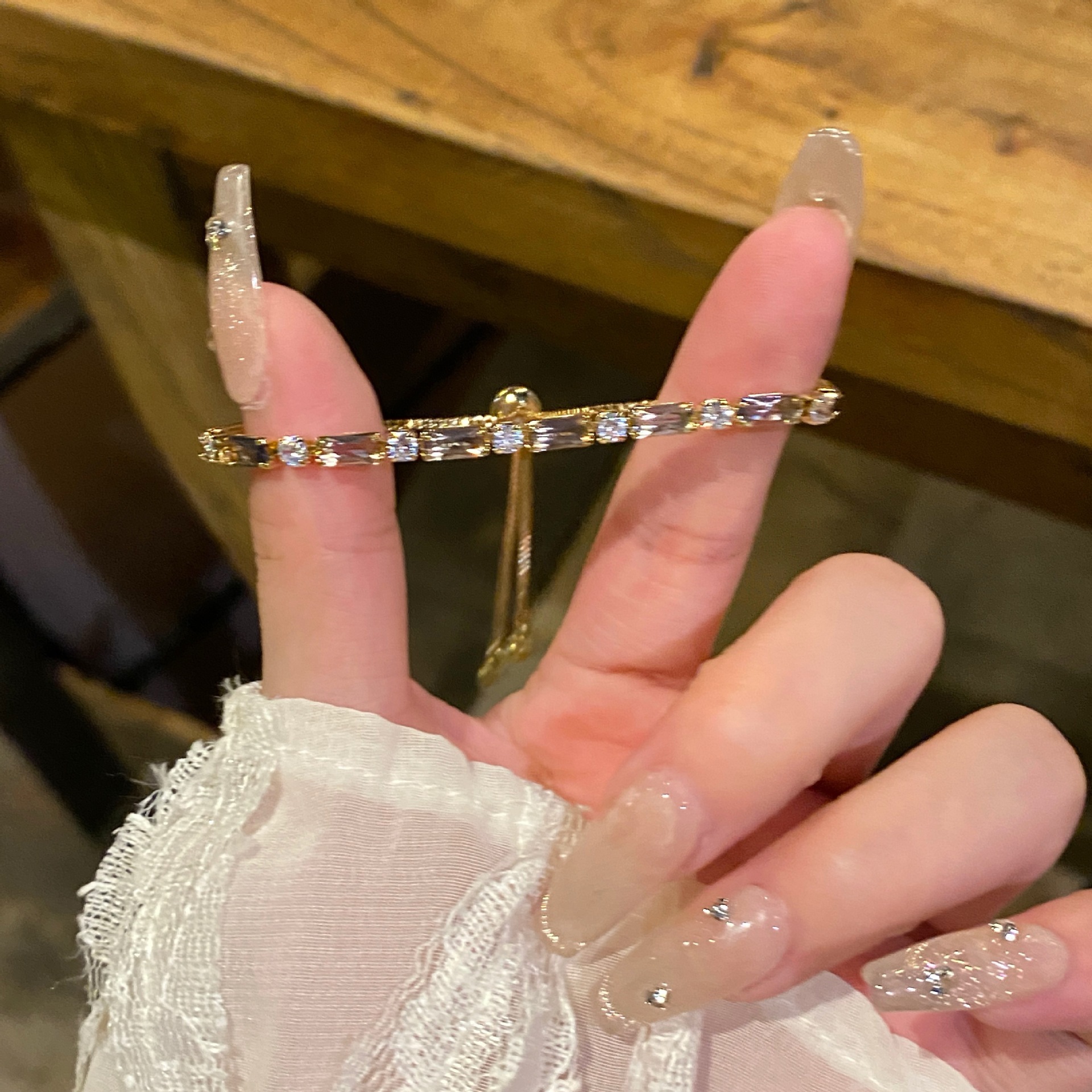 Designer Bracelet Korean-style Minimalist Zircon Square Bracelet Light Luxury Feel Adjustable Wristband Commuter Fashion Personalized Women's Jew - view 5