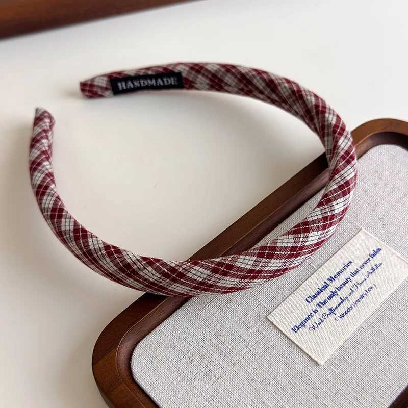 Fashion Elegant Plaid Bezel Hair Hoop for Womens Korean Retro Wide Side Headbands Girls for Holiday Party Hair Bands Accessories D260326