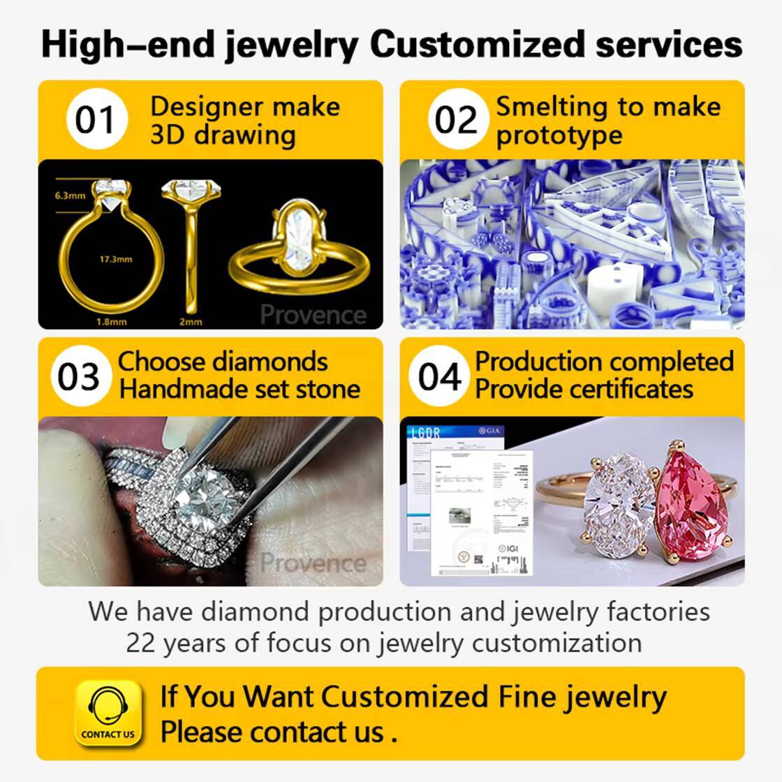 18K Solid Yellow Gold Fine Jewelry Ring Customizable Designer Oval Cut D VVS Lab Grown Diamond Wedding Engagement Gift for Women