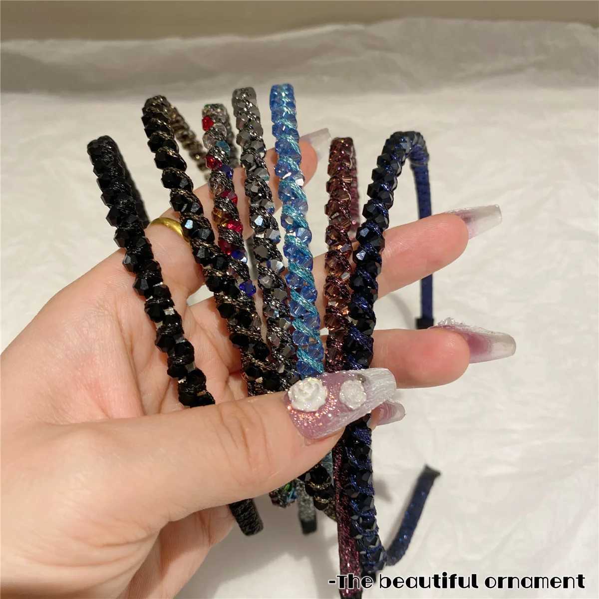 Korean Crystal Bezel Headwear Women Headband Girls Vintage Hair Bands Wide Hairband Hoop for Wedding Party Hair Accessories D260326