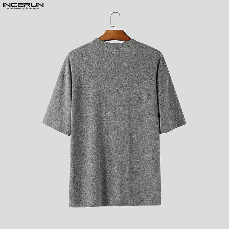INCERUN Men T Shirt Embroidery O-neck Short Sleeve Casual Male Tee Tops Streetwear Loose Korean Style Fashion Men Clothing S-5XL C260326