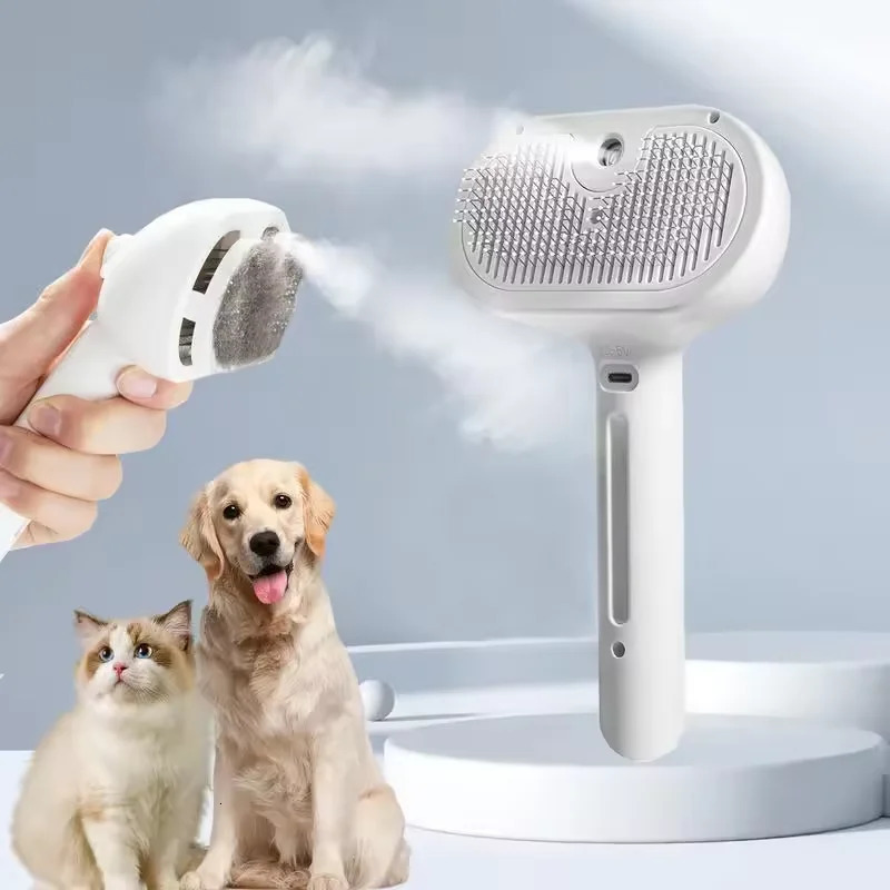 Dog Comb Pet Steam Massage Brush Safe Round Head Soft Teeth Spray Hair Removal Comb for Dog Universal for Cats Dogs Accessories 260317