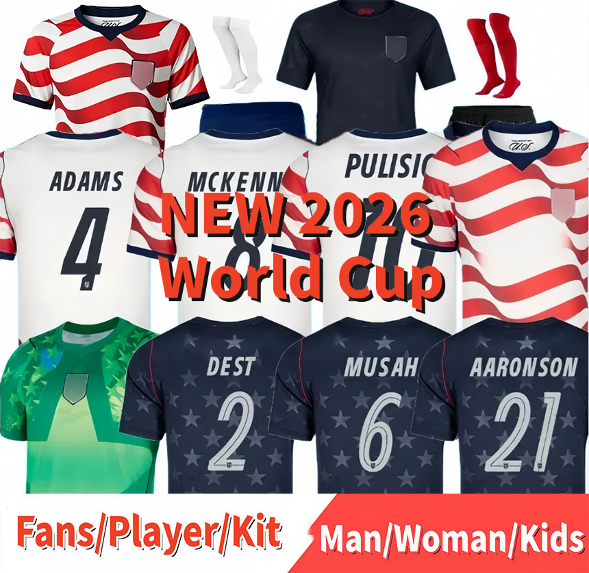 USA jersey World Cup 2026 PULISIC MCKENNIE Football Jersey 2026 ERTZ ALTIDORE PRESS WOOD MORGAN LLOYD America Football Shirt United States Camisetas