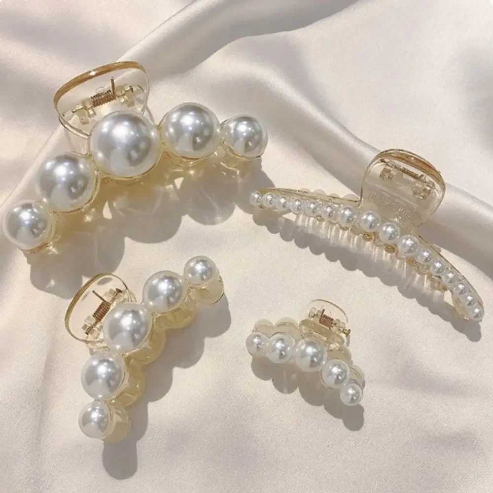 YS00168/---4pcs Large Shark Clip Hair Accessories Temperament Versatile Simple And Generous Fashionable Gentle Pearl Grab Clip H260326