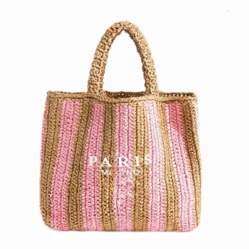Womens Summer Beach Straw Style Tote Bag Handwoven Large Capacity Designer Travel Handbags Casual Portable Shoulder Bags H260326