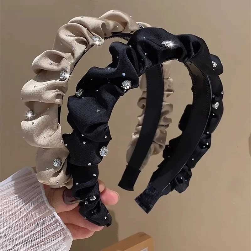 1pc womens satin black broken drill bit headband high skull top French headband hair accessory D260326