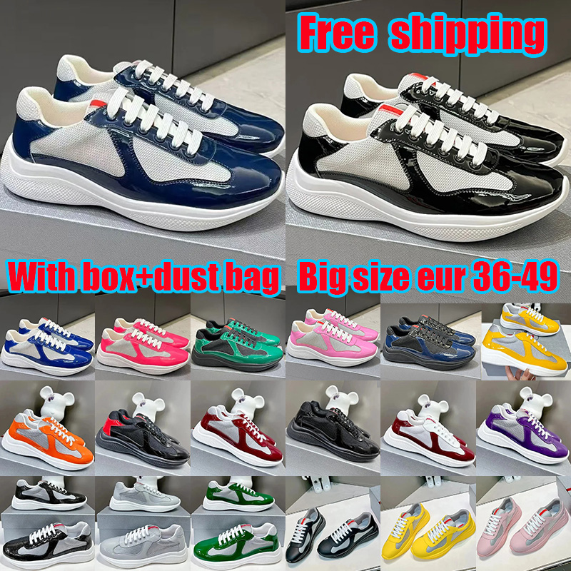 Free shipping designer dress cups shoes for men women luxury America Cup sneakers classic plat patent leather running shoes big size 36-49