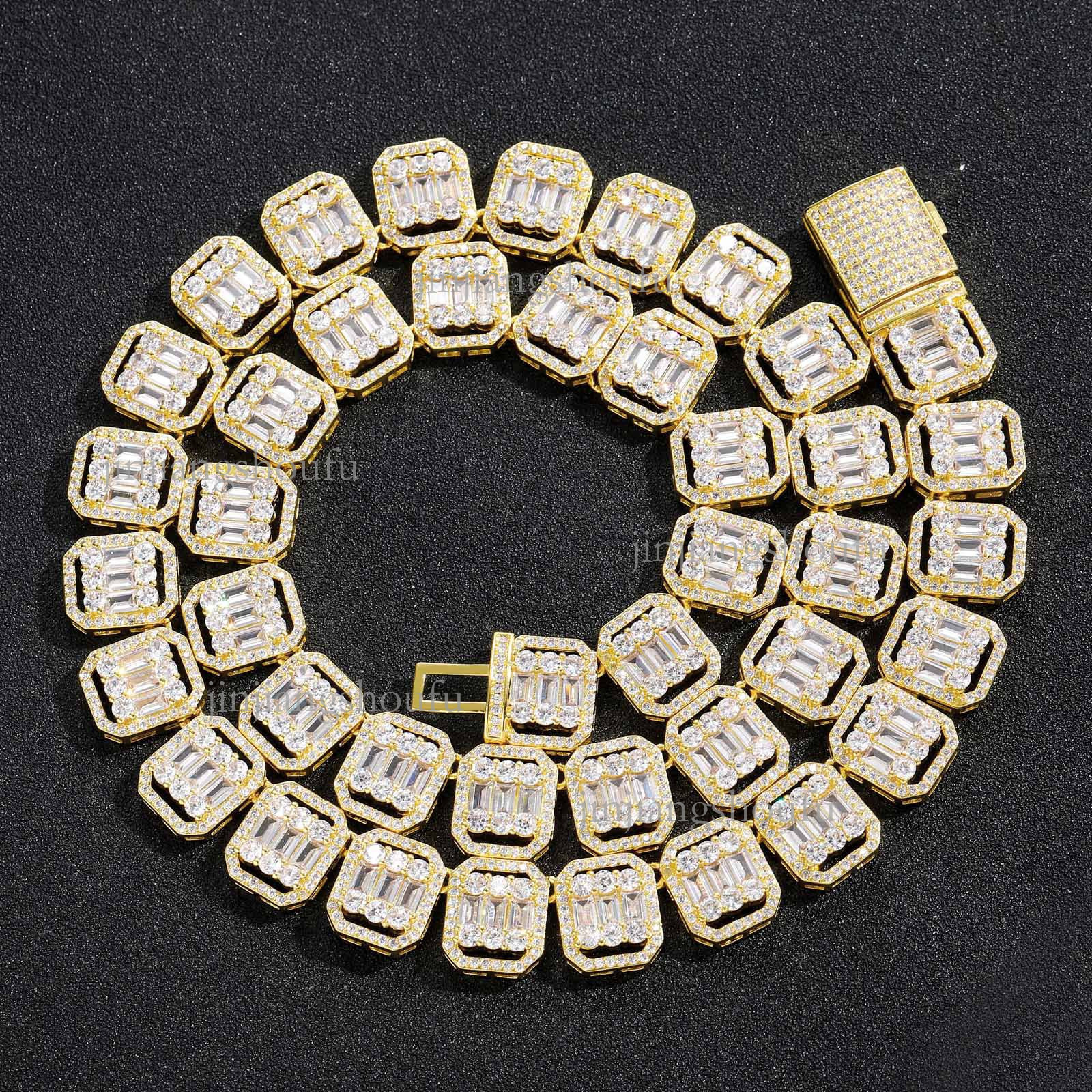 Hip Hop Style Designer Bracelet Luxury Men's Jewelry Accessories High-quality 13mm Sugar Cube Mixed Square And Circular Diamond Hollow Inlaid Dia