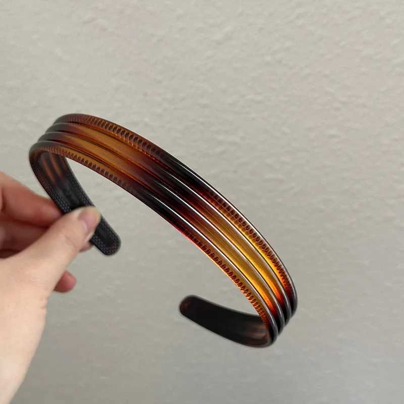 Simple Acrylic Wide Headband Retro Brown Black Toothed Hairband Women Solid Striped Hair Hoops Korean Style Hair Accessories D260326