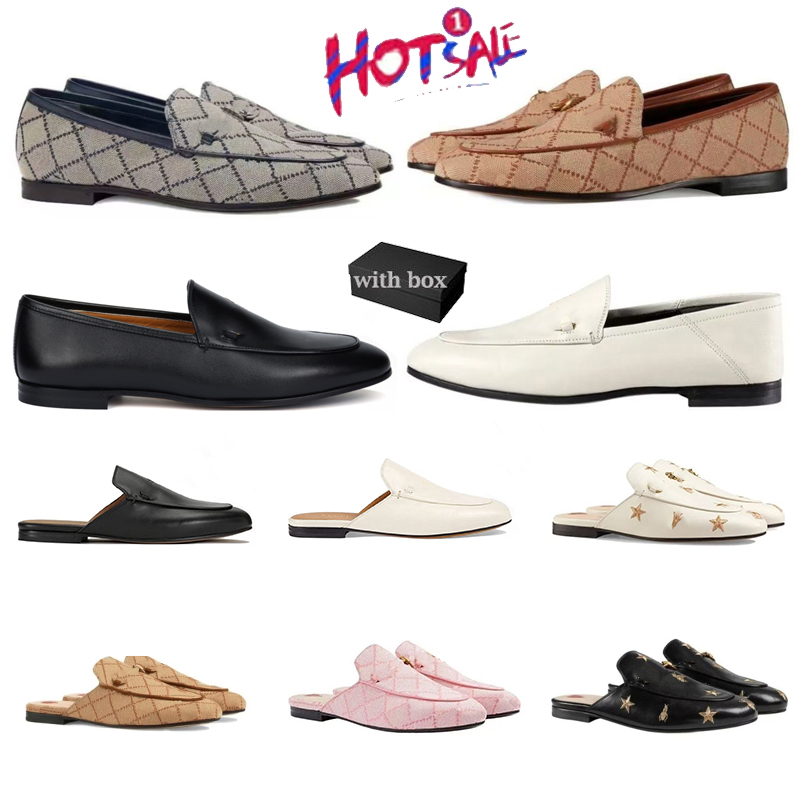 Designer Princetown Series Women Loafers Classic Dress shoes cowhide Metal buckle Lady Luxury Leather casual shoe Mules Bees Sandals With box