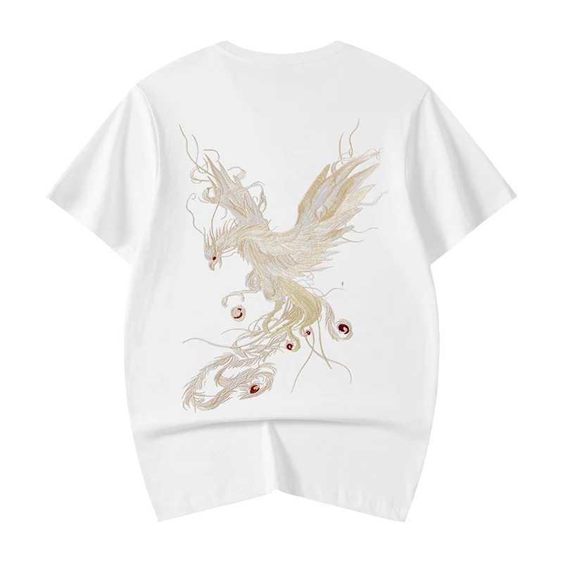Vintage Embroidery T Shirt Men Phoenix Japanese T Shirt Men Cotton Short Sleeve Casual Summer Tops Youth Streetwear Big Size C260326