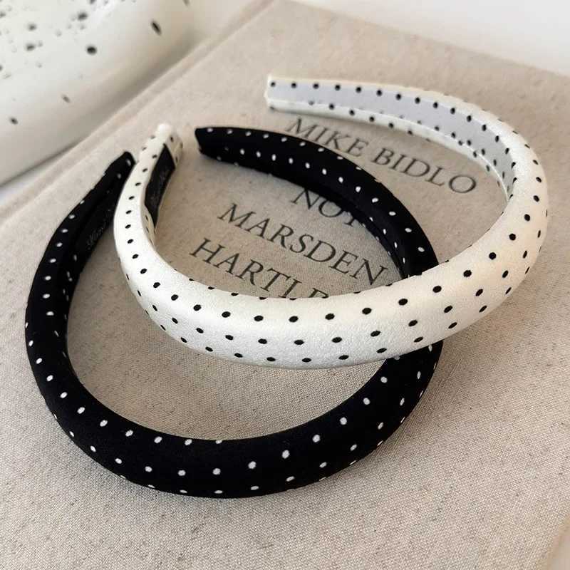 Retro Satin Polka Dot Sponge Headbands for Woman Fashion Temperament Hair Hoop Wash Face Hair Band Female Party Hair Accessories D260326