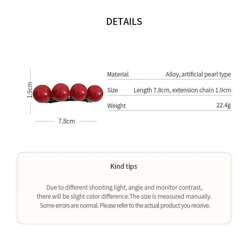 2025 New Round Ball Imitation Pearl Solid Color Spring Hair Pin/Clips for Women Personality Temperament Fashion Bow Accessories H260326