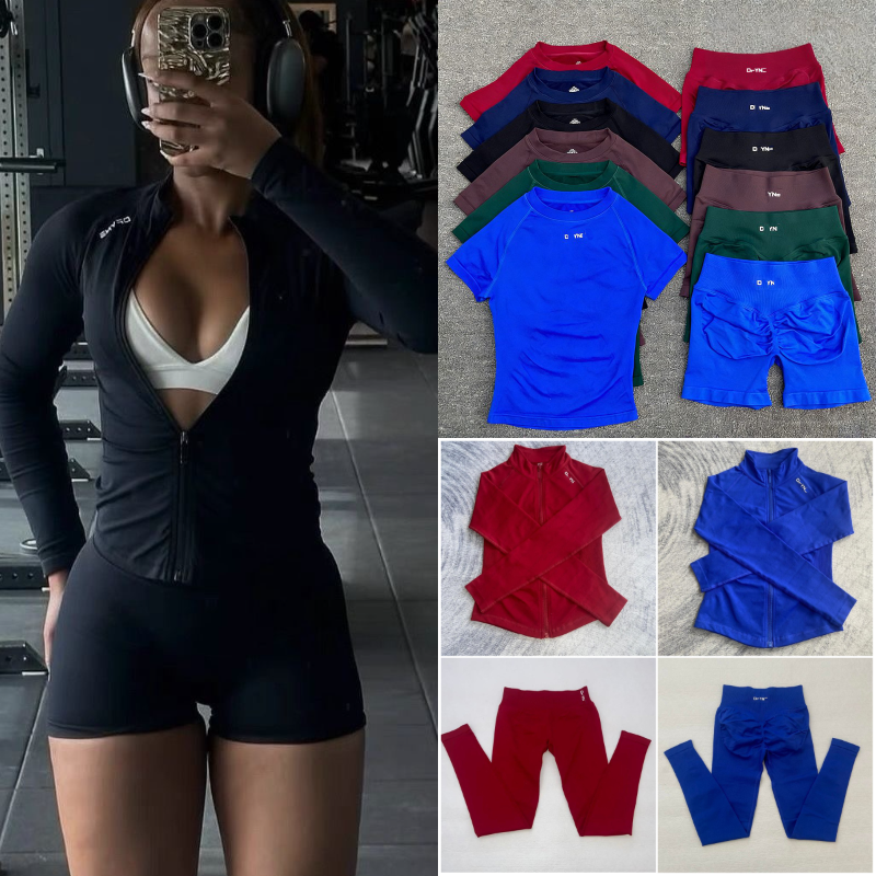 Designer Yoga Set Zip JacketYoga Jacket Yoga T-shirt Suit pilates Close High Waist Pleated Pants Running leggings for women Gym wear halter neck tank top workout set