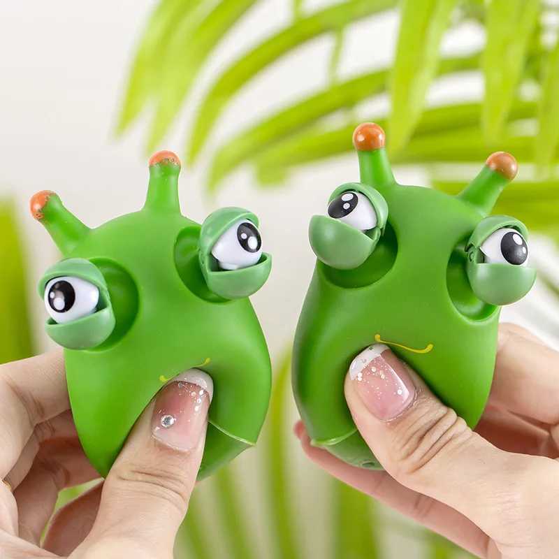 2Pcs Funny Eye Burst Squeezing Toy Green Eyes Caterpillar Pinch Toy Adult Children Fidget Toy Creative Stress Relief Toy H260326