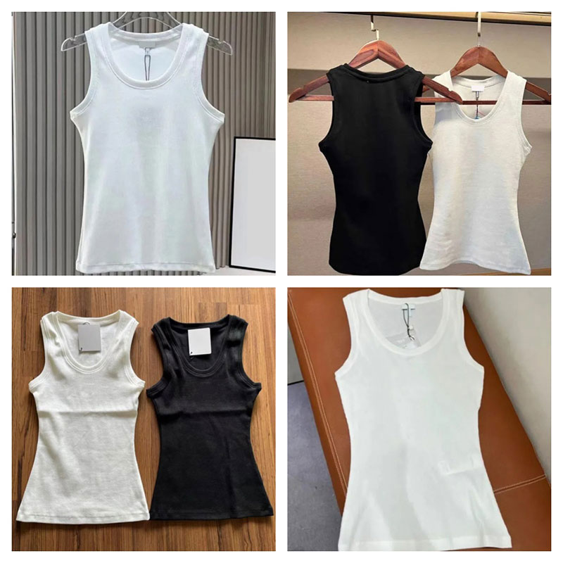 Summer Womens Tank Tops Tees t shirt Crop Tops Embroidery summer Sexy Shoulder Black Casual Sleeveless Backless Top Shirts Designer Solid Vest Cotton White tops L