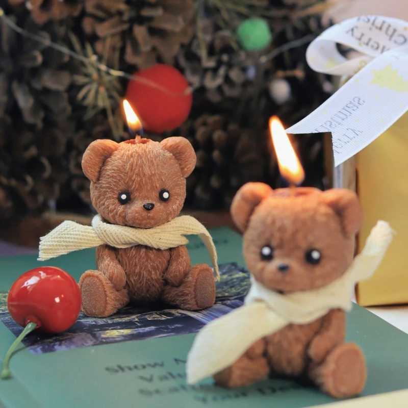 1/2pcs Scented Candle Simulation Teddy Bear Shape Fragrance Cute Souvenir Gift Atmosphere Creative Handmade High-end Bear Candle H260326