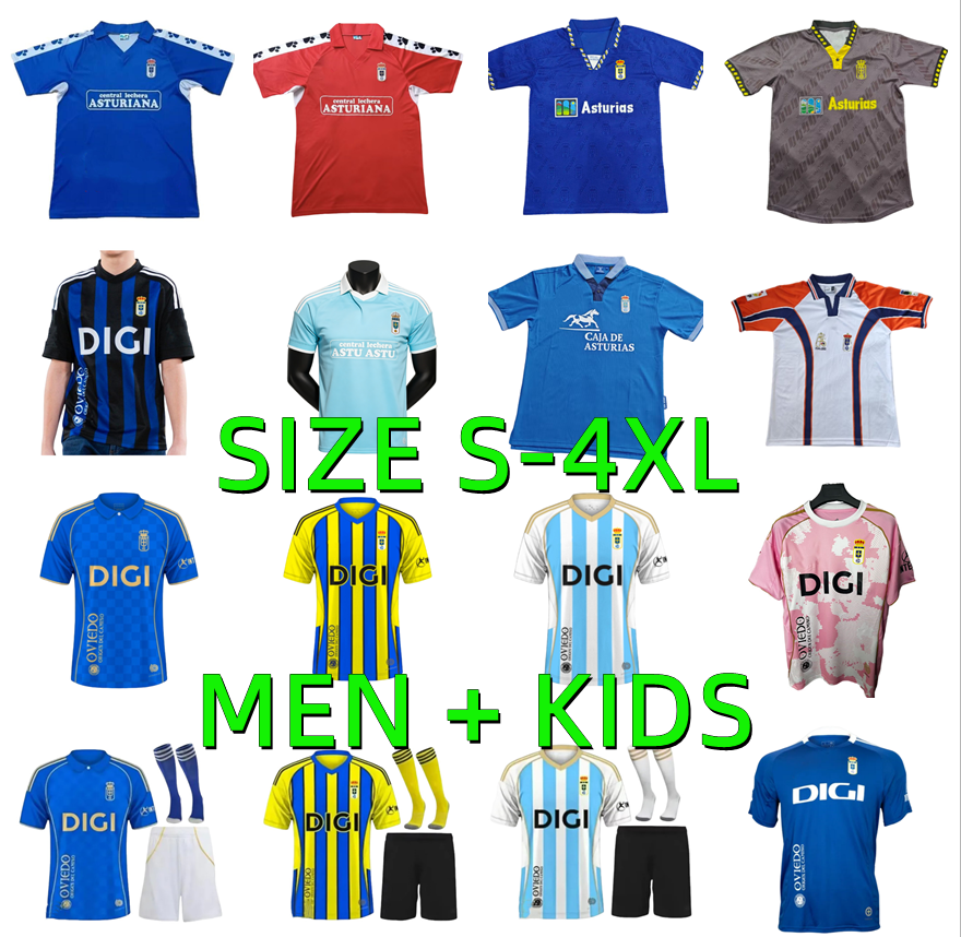 25 26 Real Oviedo Mens Soccer Jerseys 2025 2026 JIMMY S. CAZORLA BORJA CAMARASA HUGO ALEMAO SEOANE SEBAS MOYANO PAULINO 1990 1991 199 Retro Men kids Football Shirt