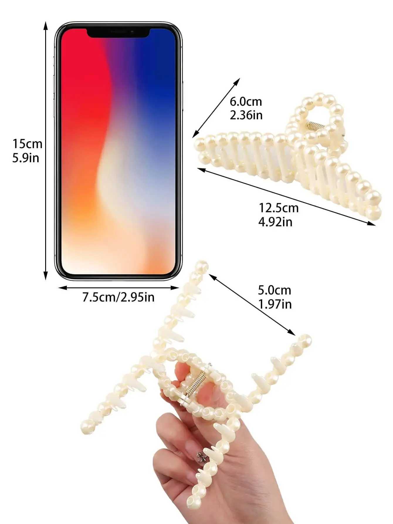 1Pcs French Large Pearl Hair Claw ClipsFashion Jaw Clips Hair Barrettes Hair Accessories for Women Girls H260326