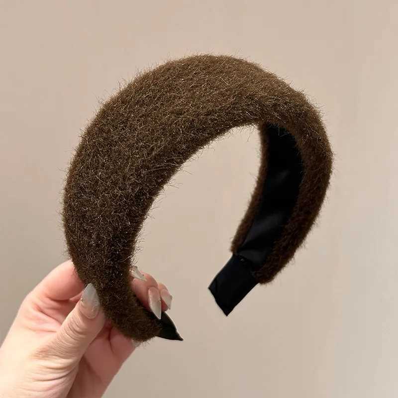 Korean Style Woolen Wide Version High Skull Headband for Women Sweet Hair Ornament Headband Band Hair Hoop Fashion Accessories D260326