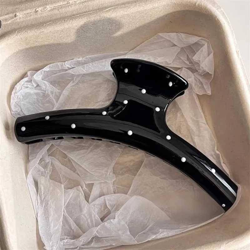 2Pcs Vintage Large Leopard Print Polka Point Arc Hair Claw Clip Elegant Ponytail Clip Hairpin Hairgirp Autumn Winter headwear H260326