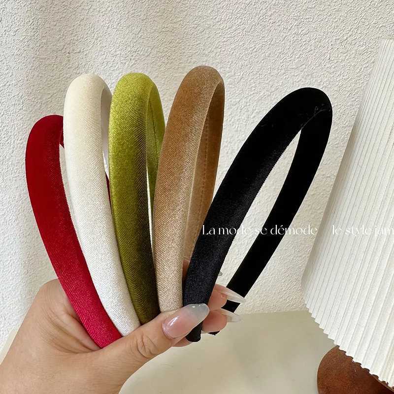 Korean Style High Sense Autumn Winter Narrow Version Gentle Texture Velvet Fine Solid Color Headband Hair hoop Hair Accessories D260326