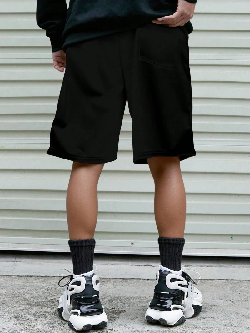 Mens Drawstring Waistband Loose Fit Shorts Sweat Long Holographic Plain Street Wear Waist Pockets Casual Sports Shorts Clothes 260321